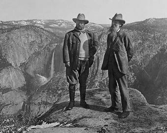 1903 President THEODORE ROOSEVELT & John Muir Glossy 8x10 or 11x14 Photo Yosemite Glacier Point Poster