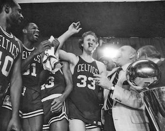 Larry Bird & Red Auerbach: 1981 Celtics Championship Glossy Photo Print