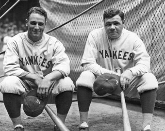 BASEBALL LEGENDS Lou Gehrig and Babe Ruth Glossy 8x10 or 11x14 Photo New York Yankees Print Hall of Fame Poster
