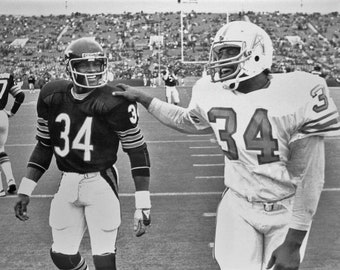 Hall of Famers EARL CAMPBELL and Walter Payton Glossy 8x10 or 11x14 Photo Houston Oilers Print Football Poster