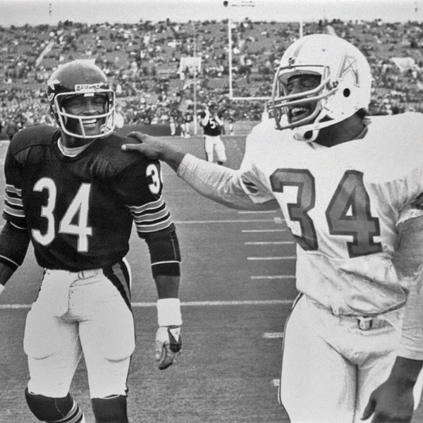 Hall of Famers EARL CAMPBELL and Walter Payton Glossy 8x10 or 11x14 Photo Houston Oilers Print Football Poster