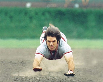 Baseball Legend PETE ROSE Glossy 8x10 or 11x14 Glossy Photo Cincinnati Reds Print Sliding Poster