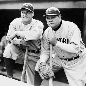 BASEBALL LEGENDS Lou Gehrig and Babe Ruth Glossy 8x10 or 11x14 Photo New York Yankees Print Hall of Fame Poster