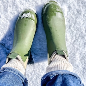 wool, cotton, hemp socks worn with wellies, ideal gift for dog owners from Border Loves