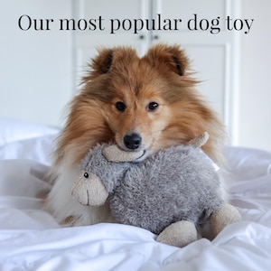 JOUET POUR CHIEN LUCA | Jouet-cadeau en peluche pour chien en agneau grinçant, doux et plein de caractère | Fait main, mignon, élégant et durable | Cadeau idéal pour propriétaire d&#39;un chiot ou d&#39;un chien