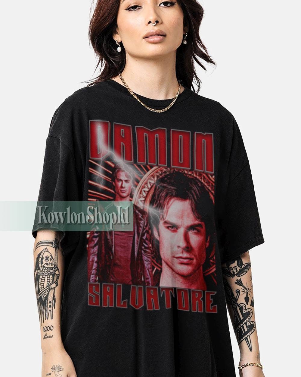 Discover DAMON SALVATORE Shirt, Damon Salvatore Vampire Tshirt, Damon Salvatore 90s Shirt