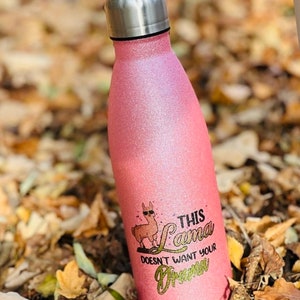 Stainless steel thermos bottle 500 ml, glitter, various colors, personalized