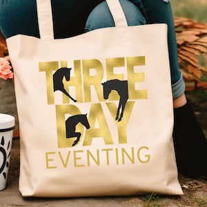 Sac fourre-tout en toile de concours complet pour les amateurs de chevaux : fourre-tout tendance d&#39;inspiration équestre pour les articles de toilette essentiels et l&#39;équipement d&#39;équitation
