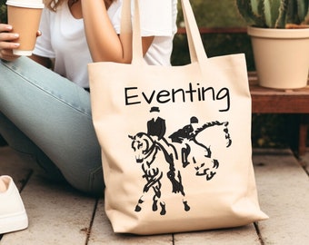 Handgefertigte Canvas-Einkaufstasche für Pferdeliebhaber: Modische, vom Reitsport inspirierte Tragetasche für Pflegeutensilien und Reitausrüstung