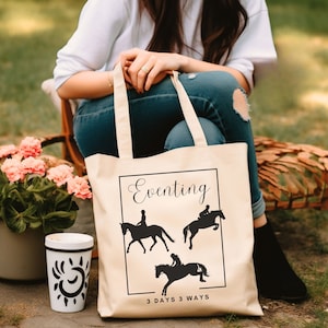 Sac fourre-tout en toile fabriqué à la main pour les amateurs de chevaux : fourre-tout tendance d&#39;inspiration équestre pour les articles de toilette essentiels et l&#39;équipement d&#39;équitation