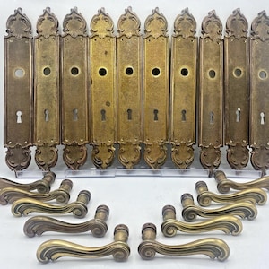 5 antique french door handles knobs sets early 1900's bronze castle