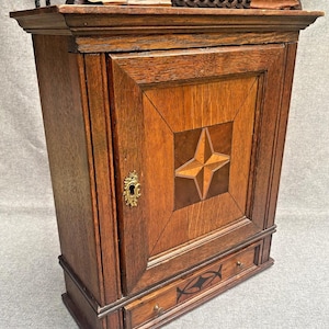 Antique french apothecary cabinet furniture 19th century wood marquetry
