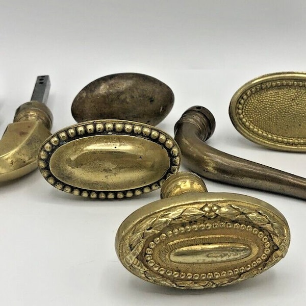 8 antique french door handles knobs lot 19th century brass bronze castle