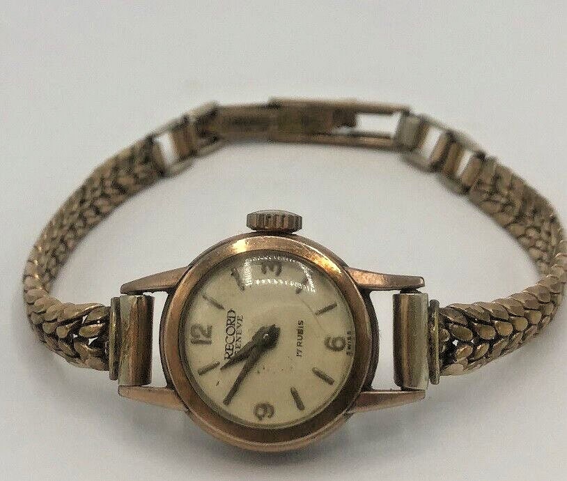 コレクション RECORD WATCH GENEVE Antique Record Geneva Woman Watch Early 1900's Gilded Metal 17