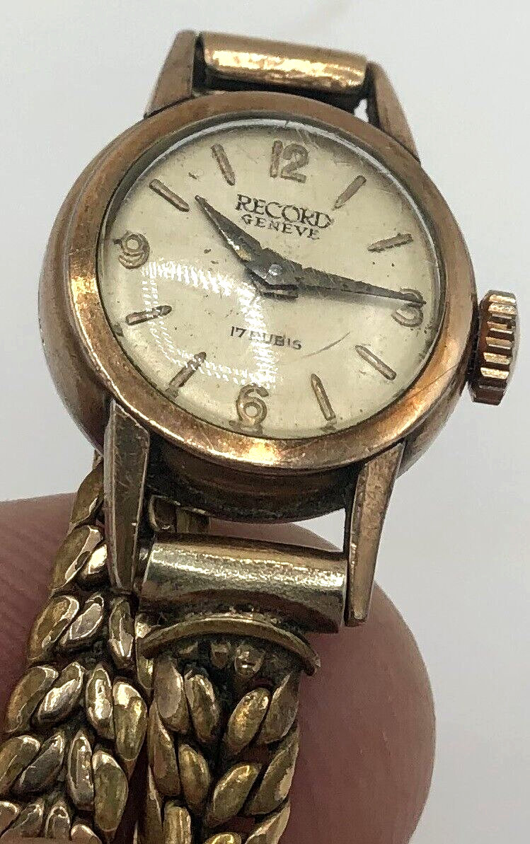 Antique Record Geneva Woman Watch Early 1900's Gilded Metal 17