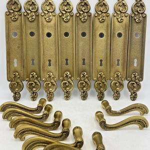 4 antique french door handles knobs sets Mid-1900's bronze castle