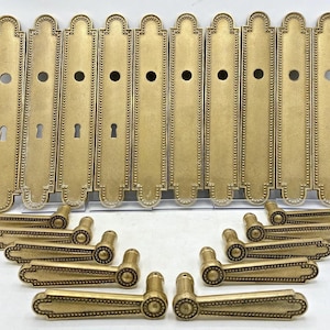 5 antique french door handles knobs sets Mid-1900's bronze Louis XVI