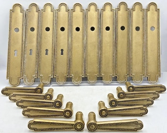 5 antique french door handles knobs sets Mid-1900's bronze Louis XVI