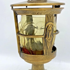 Vintage french religious lantern candlestick late 1900&#39;s Jesus Mary