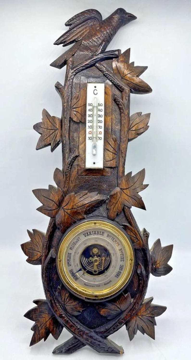 Large Antique Barometer and Thermometer 19th Century Black Forest - Etsy