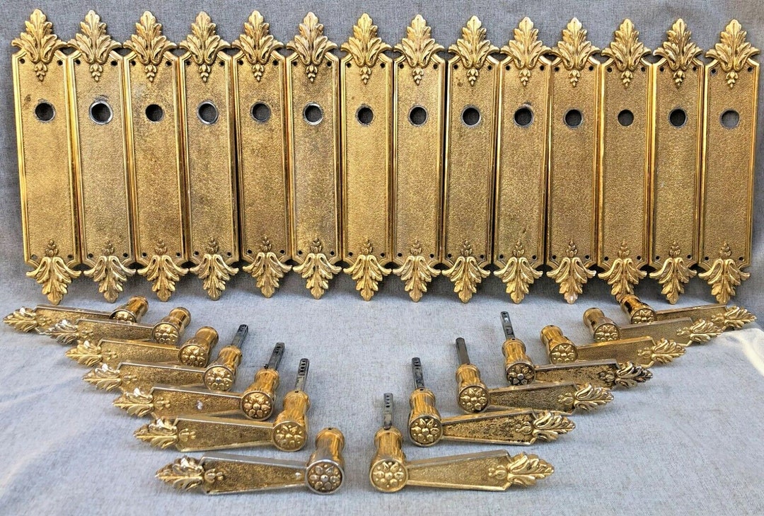7 Vintage French Door Handles Knobs Sets 1970s Gilded Metal Castle - Etsy