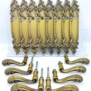 4 vintage french door handles knobs sets late 1900's bronze castle