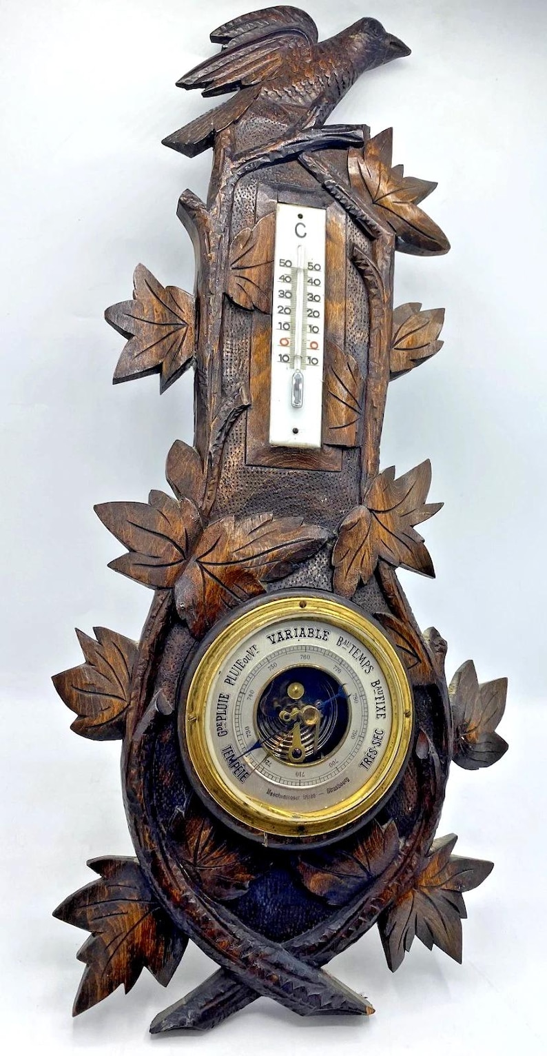 Large Antique Barometer and Thermometer 19th Century Black Forest - Etsy
