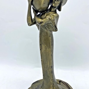 Small antique french Art Nouveau lamp base early 1900&#39;s gilded metal