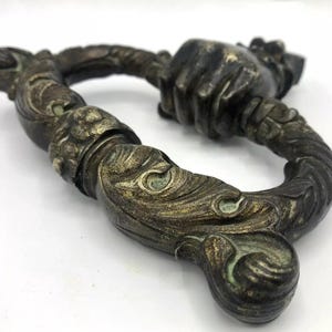 Heavy antique french door knocker 19th century bronze hand castle