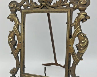 Antique french bronze picture frame 19th century lion gargoyle