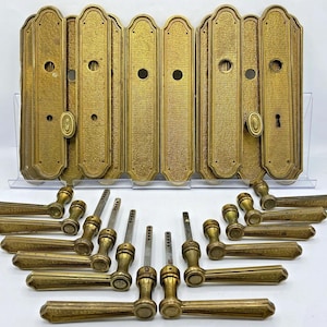 6 antique french door handles knobs sets Mid-1900's bronze castle