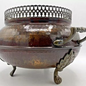 Antique french copper planter 19th century brass handles