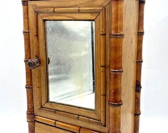 Vintage french cabinet 1970's bamboo shape wood doll furniture ?