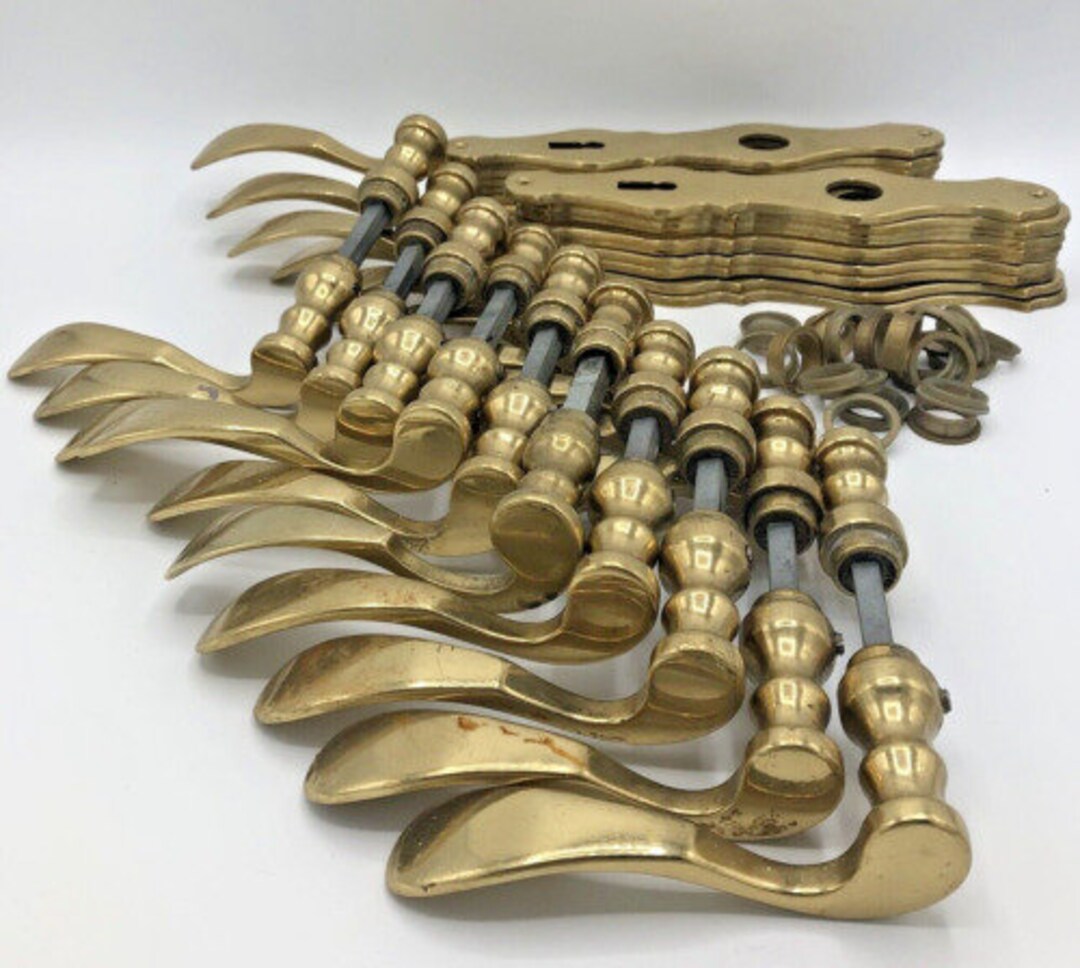 10 Vintage French Door Handles Knobs Sets 1960-70s Brass - Etsy