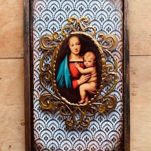 Blessed Mother and Baby Jesus Art: Handmade Catholic Gift