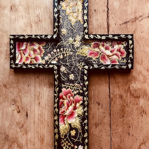 cross, floral cross, wall cross, one of a kind cross, cross decor, cross collection, cross collector, handmade cross, crosses