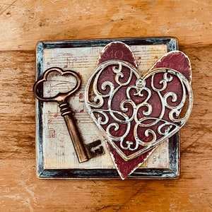 Key to my heart, heart and key, heart, love, valentines gift, anniversary gift, Folk Heart Key, FREE HEART with puchase