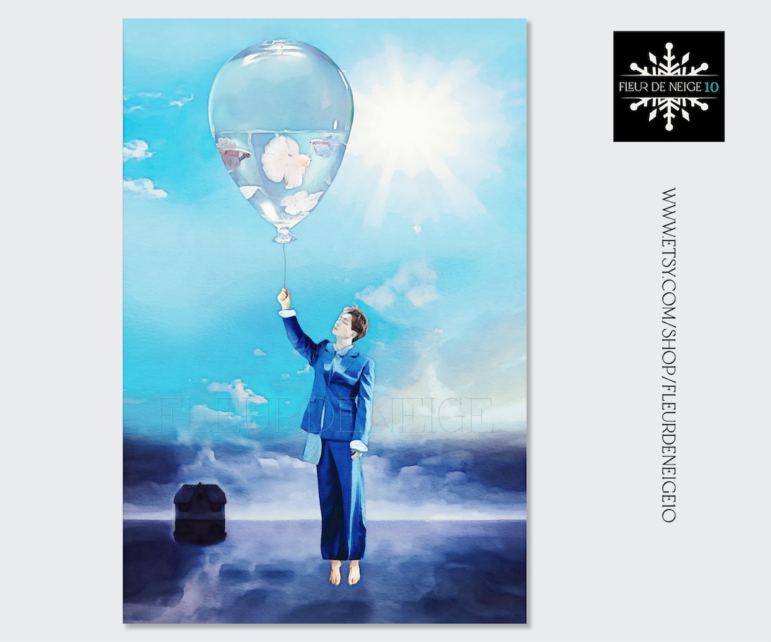 Onew Shinee Kpop Voice Blue CD Art Print Watercolor Illustration