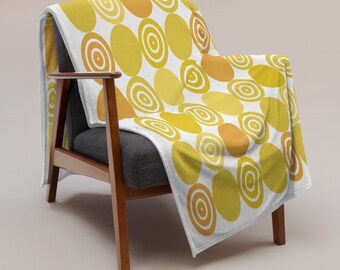 Circles (Yellow) 70's Retro Style Throw Blanket - Sunshine Vibes for Cozy Days!