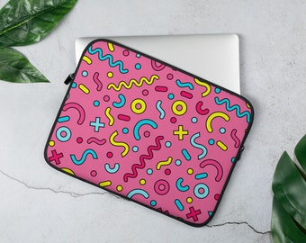 Retro Pink Squiggle Laptop Sleeve