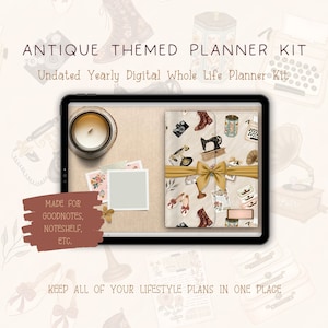 Antique Digital Undated Yearly Planner Kit Landscape