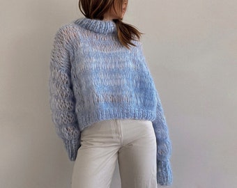 One Size Knitting Pattern "Leo Moon Sweater" | Oversized mohair sweater | Intermediate | Instant download | Cropped Sweater