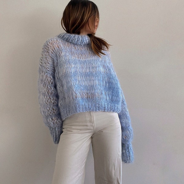 One Size Knitting Pattern "Leo Moon Sweater" | Oversized mohair sweater | Intermediate | Instant download | Cropped Sweater