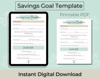 Savings Goal Template - Digital Download - Printable PDF