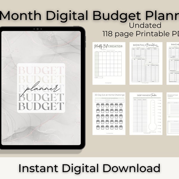 TBB 12 Month Undated DIGITAL Budget Planner© PDF Download - Beginner Budgeting - Paycheck Budgeting - Monthly Budgeting Template