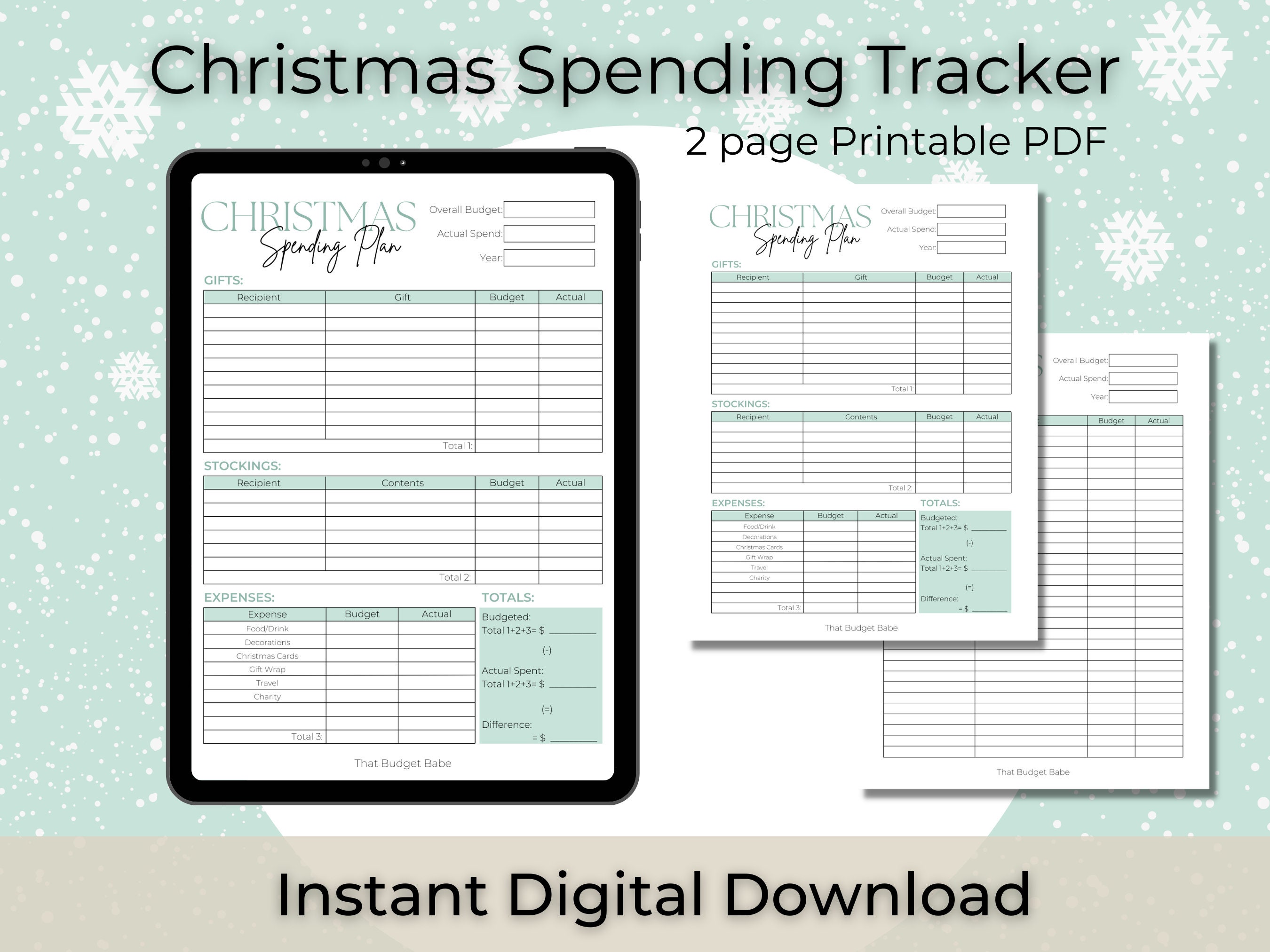 Christmas Spending Tracker Holiday Budget Template Etsy