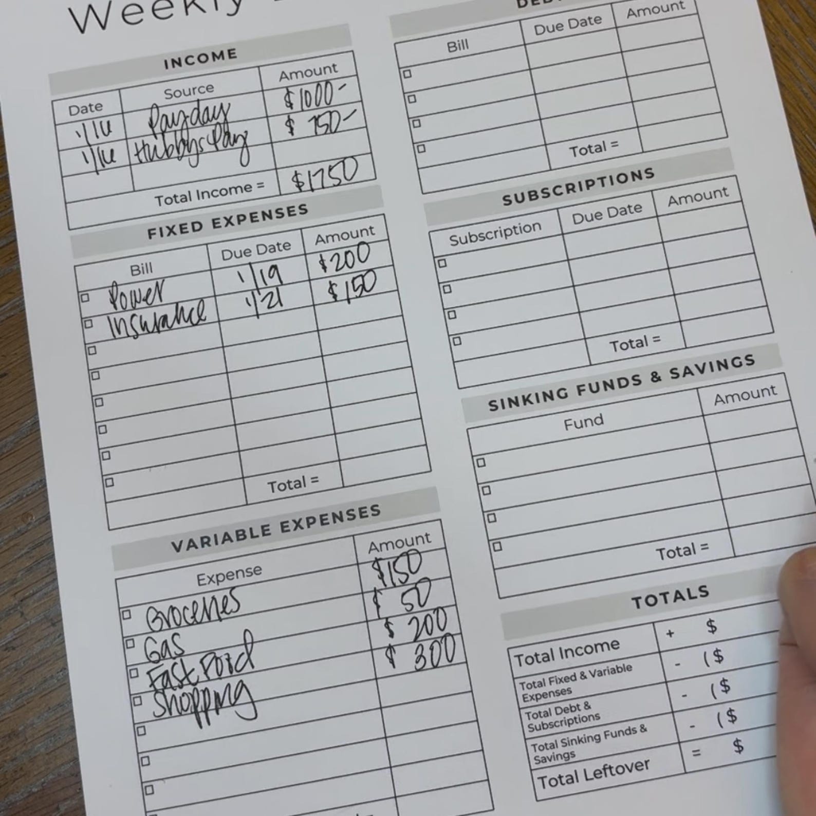 Weekly Budget Breakdown Pad for Weekly Budgeting and Weekly Paychecks ...