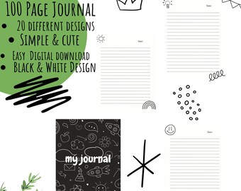Cute doodle Journal *DIGITAL DOWNLOAD* 20 Different 100 Pages
