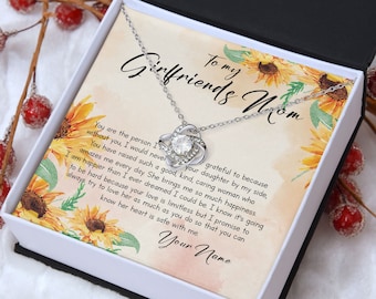 Personalizado para la mamá de mi novia, collar con nudo de amor, tarjeta de mensaje de 14K, girasol, cumpleaños, regalo del Día de la madre para la futura suegra