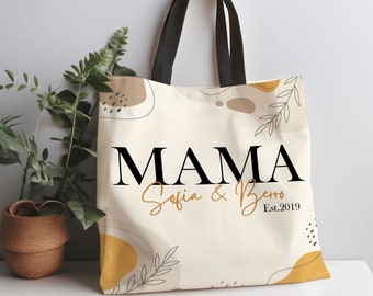 Personalized Mama Tote Bag, Custom Mom Tote Bag, Women Shopping Bag for Mother, Mother's Day Gift, Birthday Gift for Mom, Baby Reveal